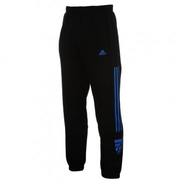 Adidas 3 Stripe Logo Fleece Pants Mens- Black/Blue.