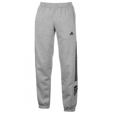Adidas 3 Stripe Logo Fleece Pants Mens - Med Grey/Black.
