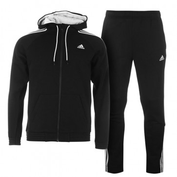 Adidas 3 Stripes Jogging TrackSuite - Black/Grey.