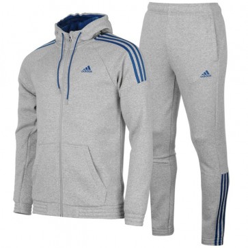 Adidas 3 Stripes Jogging TrackSuite - M.Grey/Blue.