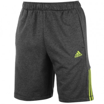 Adidas 3Stripe Shorts Mens - Dark Grey/Lime.