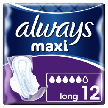 Always Maxi Long Plus Sanitary Towels 12 Pack.