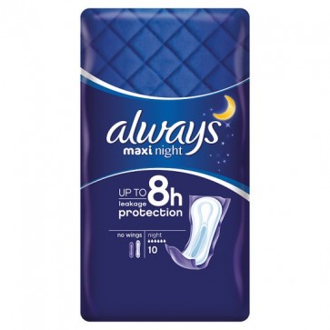 Always Maxi Night Sanitary Towels 10 Pack.