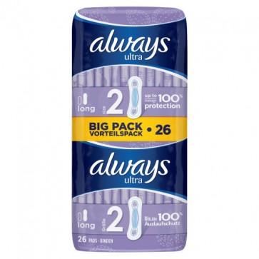 Always Ultra Long Sanitary Towels Plus Duo 26 Pack.