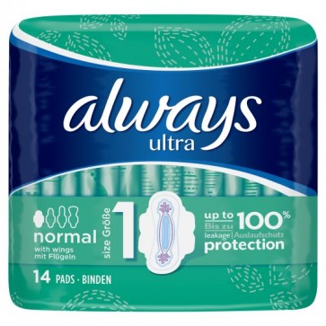 Always Ultra Normal Sanitary Towels 14 Pack.