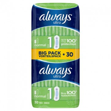 Always Ultra Normal Sanitary Towels Plus Duo 30 Pack.