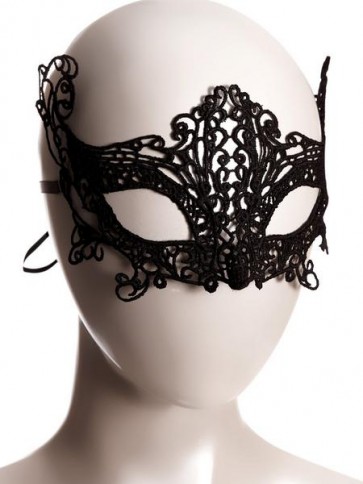 Black Gaipure Lace Mask.