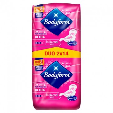 Bodyform Ultra Normal Wing Sanitary Towels 28 Pack.