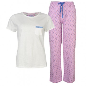 Cote De Mio Lace Trim Pyjama Set Ladies - Pink.
