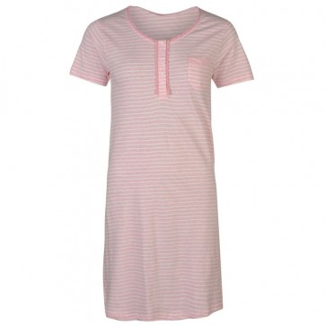 Cote De Moi Crew Neck Nightdress Ladies - Pink Stripe