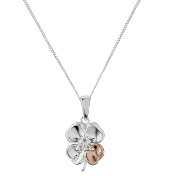 Revere Rose Gold Plated Clover Pendant 18 Inch Necklace