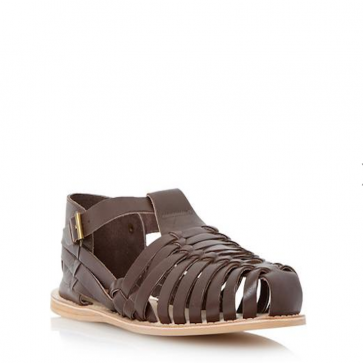 Dune Woven Leather Close Toe Sandal - Brown.