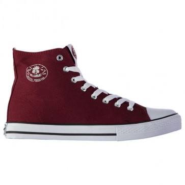 Dunlop Mens Canvas High Top Trainers - Burgundy.