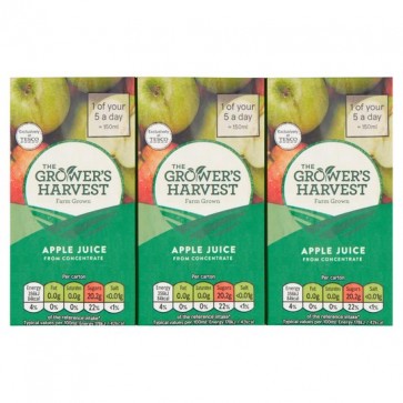 Growers Harvest Apple Juice 3X200ml