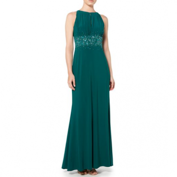 JS Collections Jewel Waist Keyhole Maxi Dress - Green.
