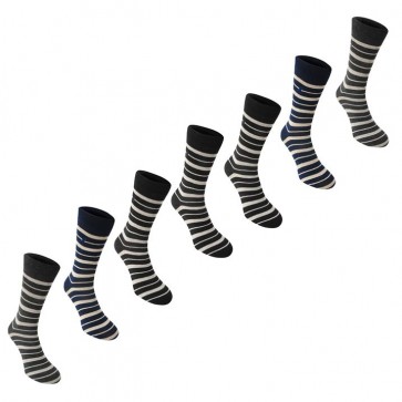 Kangol Formal 7 Pack Socks - Blk Che Nav Stripe.