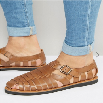 Kurt Geiger Woven Buckle Sandals In Tan Leather.