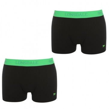 Lansdale 2 Pack Trunk Mens Boxers - Black/Green.