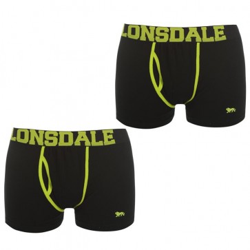 Lansdale 2 Pack Trunk Mens Boxers - Black/Lime.