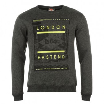 Lee Cooper East End Crew Sweater Mens - Charcoal Marl.
