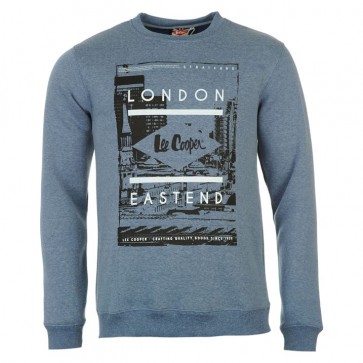 Lee Cooper East End Crew Sweater Mens - Denim Marl.