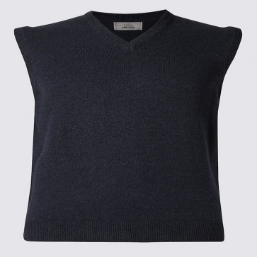 M&S COLLECTION Pure Cotton Slipover Jumper - Navy Mix.