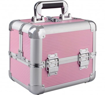 Medium Pink Aluminium Cosmetic Case.