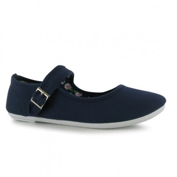 Miss Fiori Canvas Mary Jane Ladies Shoes - Navy.