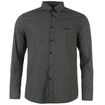 Pierre Cardin Long Sleeve Shirt Mens - Black Check.