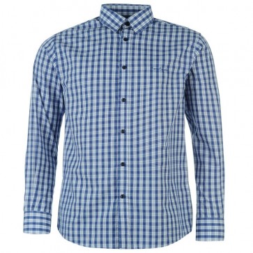 Pierre Cardin Long Sleeve Shirt Mens - Blue Check.