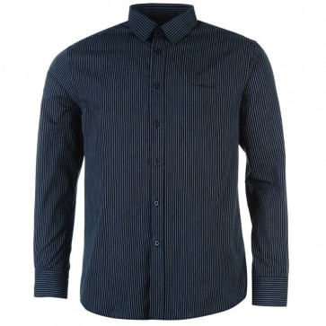 Pierre Cardin Long Sleeve Shirt Mens - Navy Stripe.