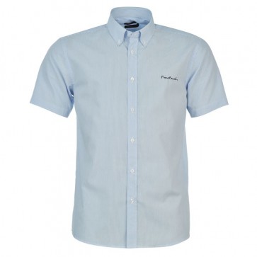 Pierre Cardin Short Sleeve Shirt Mens - Wht/Blue Stripe.
