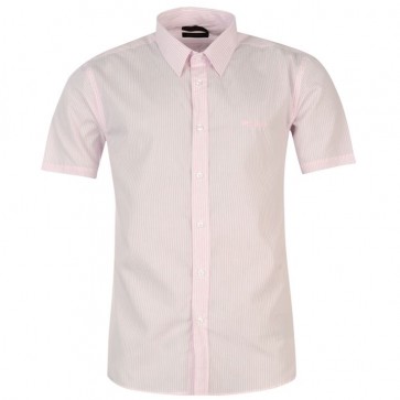 Pierre Cardin Short Sleeve Shirt Mens - Whte/Pink Stripe.