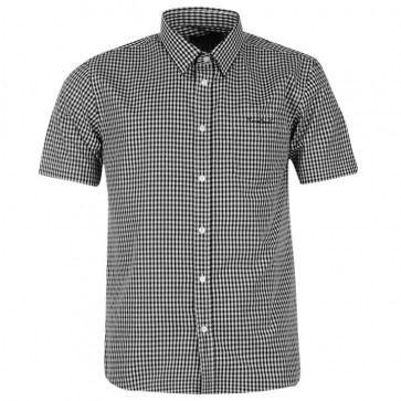 Pierre Cardin Short Sleeves Shirt Mens - Black/Wht Ging.
