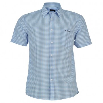 Pierre Cardin Short Sleeves Shirt Mens - Blue Check.