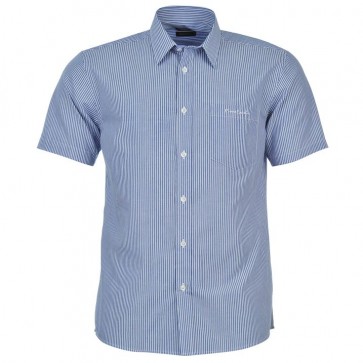 Pierre Cardin Short Sleeves Shirt Mens - Blue Stripe.