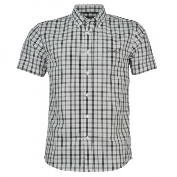 Pierre Cardin Short Sleeves Shirt Mens - White/Blk Check.