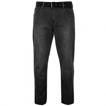 Pierre Cardin Web Belt Mens Jeans - Grey Wash.