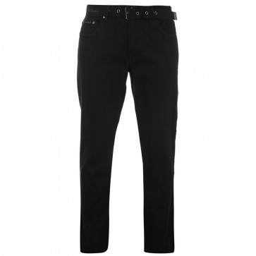 Pierre Cardin Web Belt Mens Jeans - Solid Black.