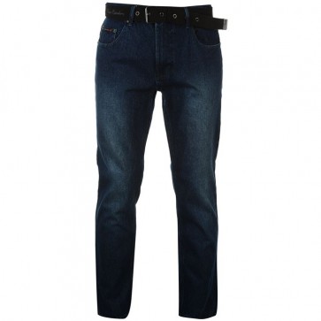 Pierre Cardin Web Belt Mens Jeans - Vintage Blue.
