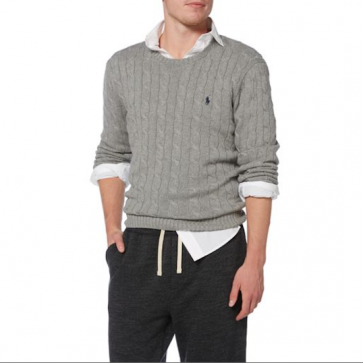 Polo Ralph Lauren Cable-Knit Cotton Jumper - Grey Marl.