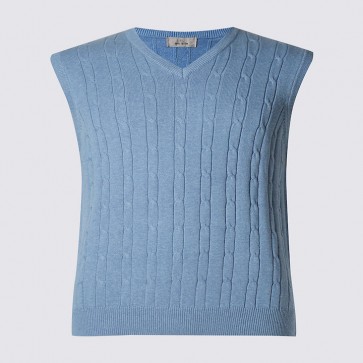 Pure Cotton Textured Slipover Jumper - Chambray.