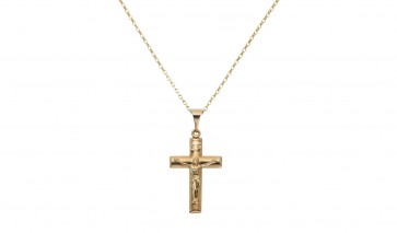 Revere 9ct Gold Crucifix Pendant 20 Inch Necklace