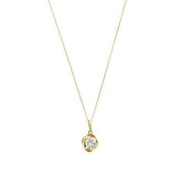 Revere 9ct Gold Cubic Zirconia Knot Pendant 18 Inch Necklace