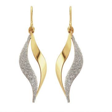 Revere 9ct Gold Plated Silver Glitter Flame Drop Earrings