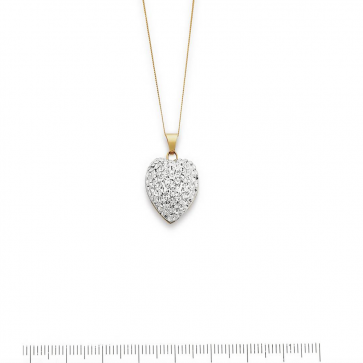 Revere 9ct Yellow Gold Crystal Dome Heart Pendant