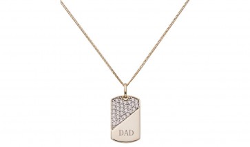 Revere Men's 9ct Gold Plated Silver CZ 'Dad' Dog Tag Pendant