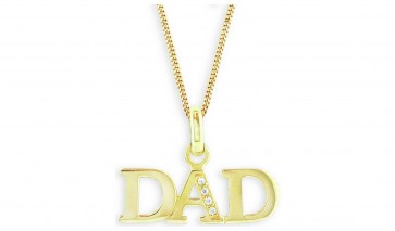 Revere Men's Gold Plated Sterling Silver CZ Dad Pendant