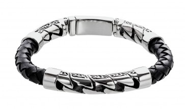Revere Men's Stainless Steel and Leather Bracelet