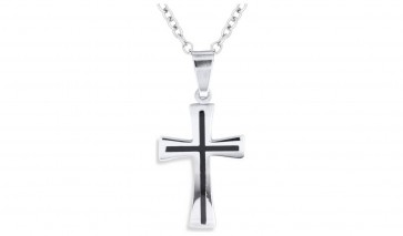 Revere Men's Stainless Steel Black Cross Pendant
